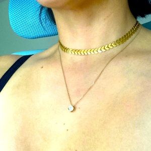 Handmade Gold fishbone choker